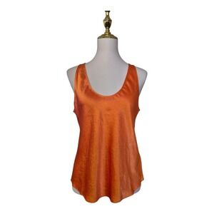 J.Crew Women's Orange Satin Acetate Tank Top Size M Scoop Neck Sleeveless Blouse